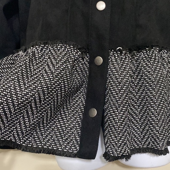 Solitaire Ravi khosla blazer jacket women M ruffle hem faux suede lagenlook boho - Picture 4 of 8